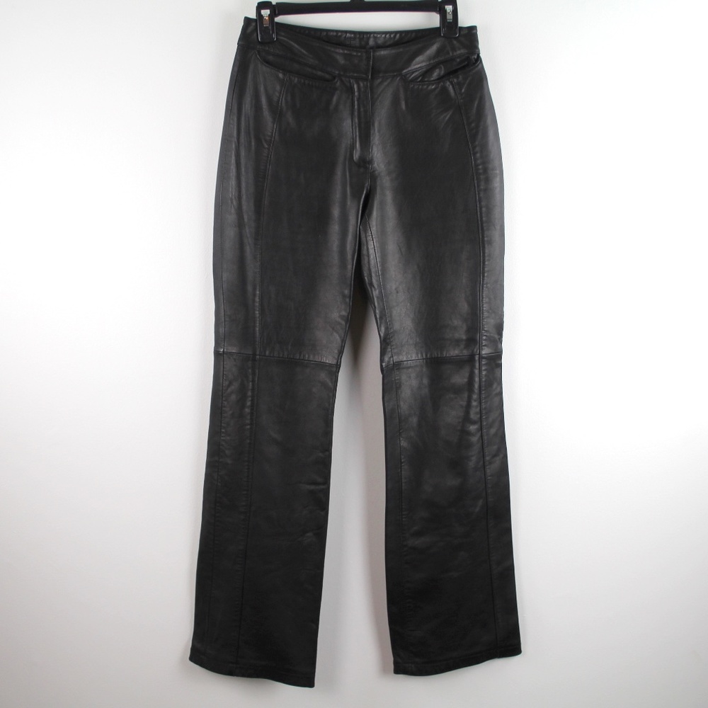 Metropolis Couloir Black Buttery Soft Leather Bootcut Moto Pants 6